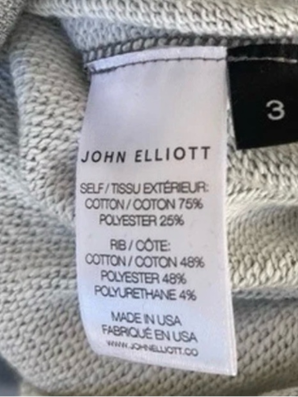 John Elliott Villain Hoodie size 3 (large) w side zip in heather grey - Picture 4 of 4